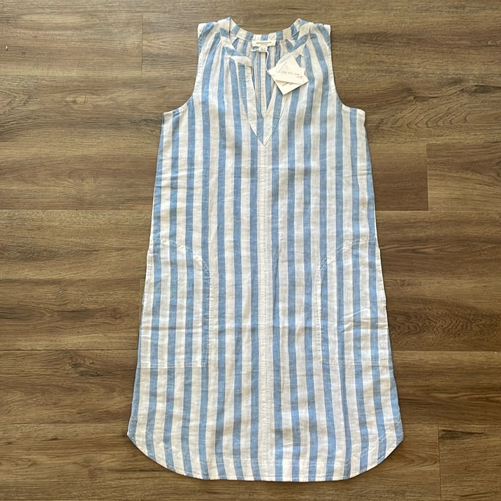 NWT Blue & White Stripe Linen Blend Dress